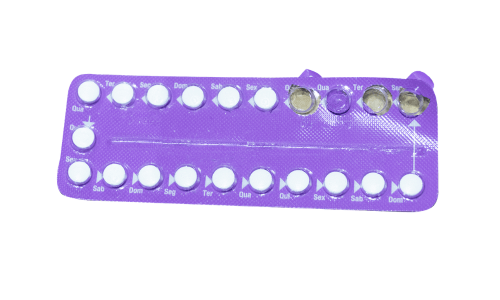 Minipille ohne Östrogen, lila Blisterpackung mit weißen Tabletten im Überblick