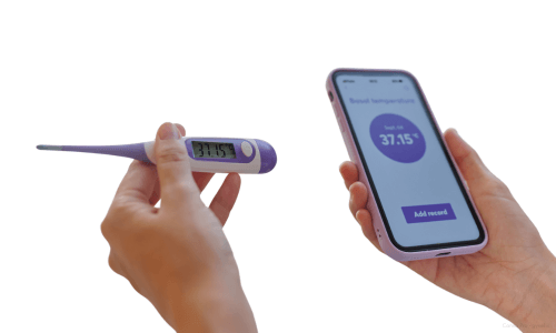 basalthermometer und temperaturanzeige am handy